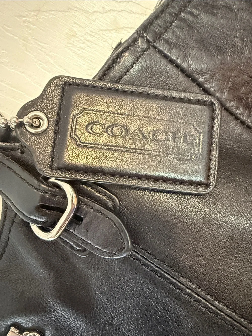 Coach Mia Inlaid Black Leather East West Gallery Tote #16740